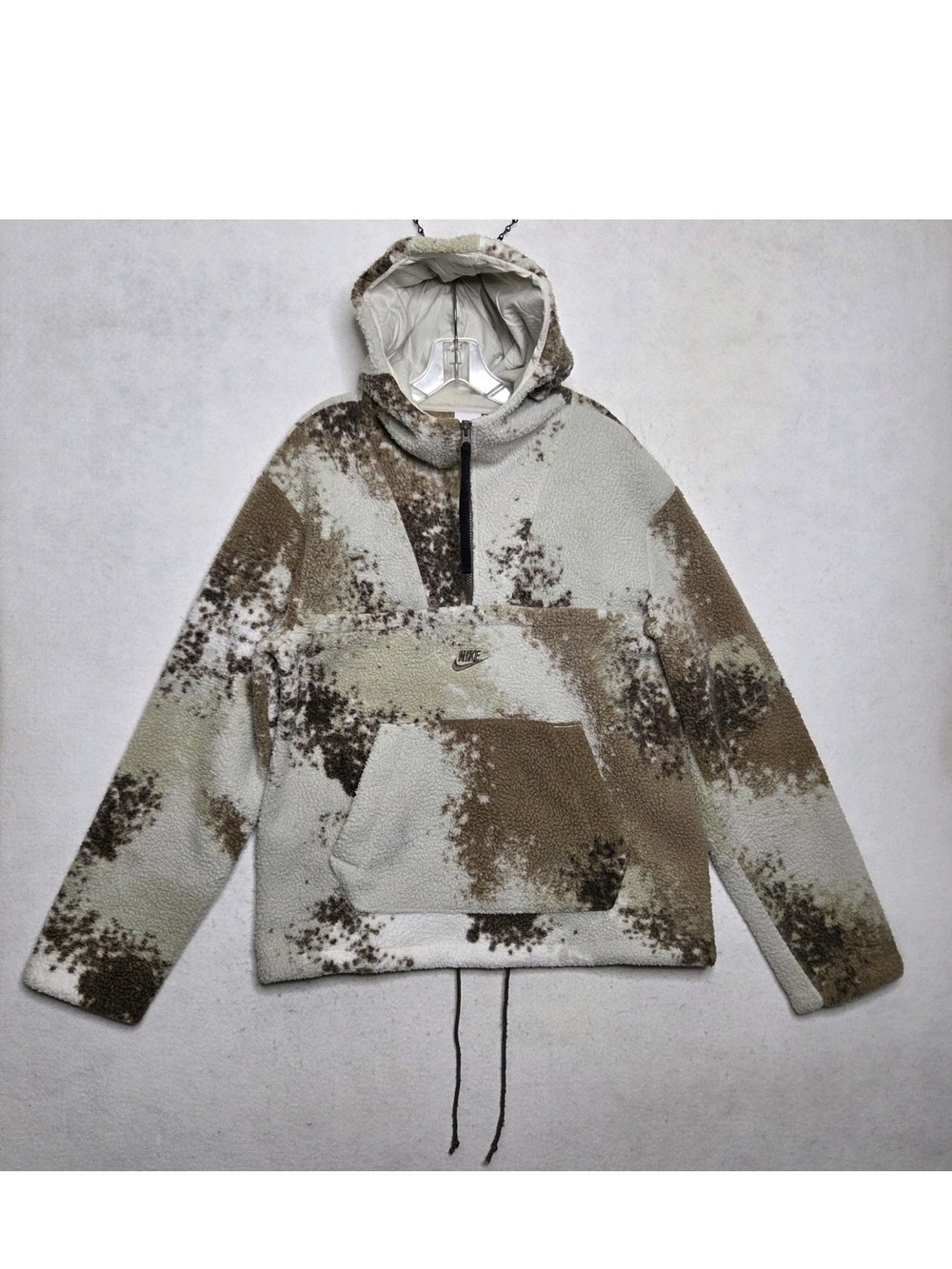 Nike 1/2 Zip Oversized Sherpa Hoodie Mens S DD5009-072 Gorpcore Cozy Streetwear
